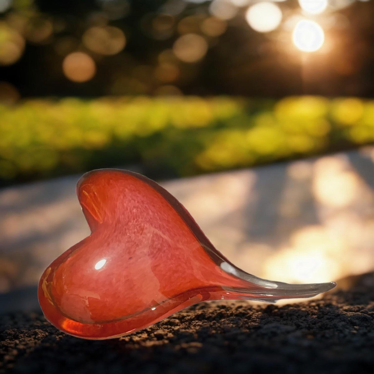Red Heart Shaped Art Glass Hand Blown Home-Office-Tabletop Decor