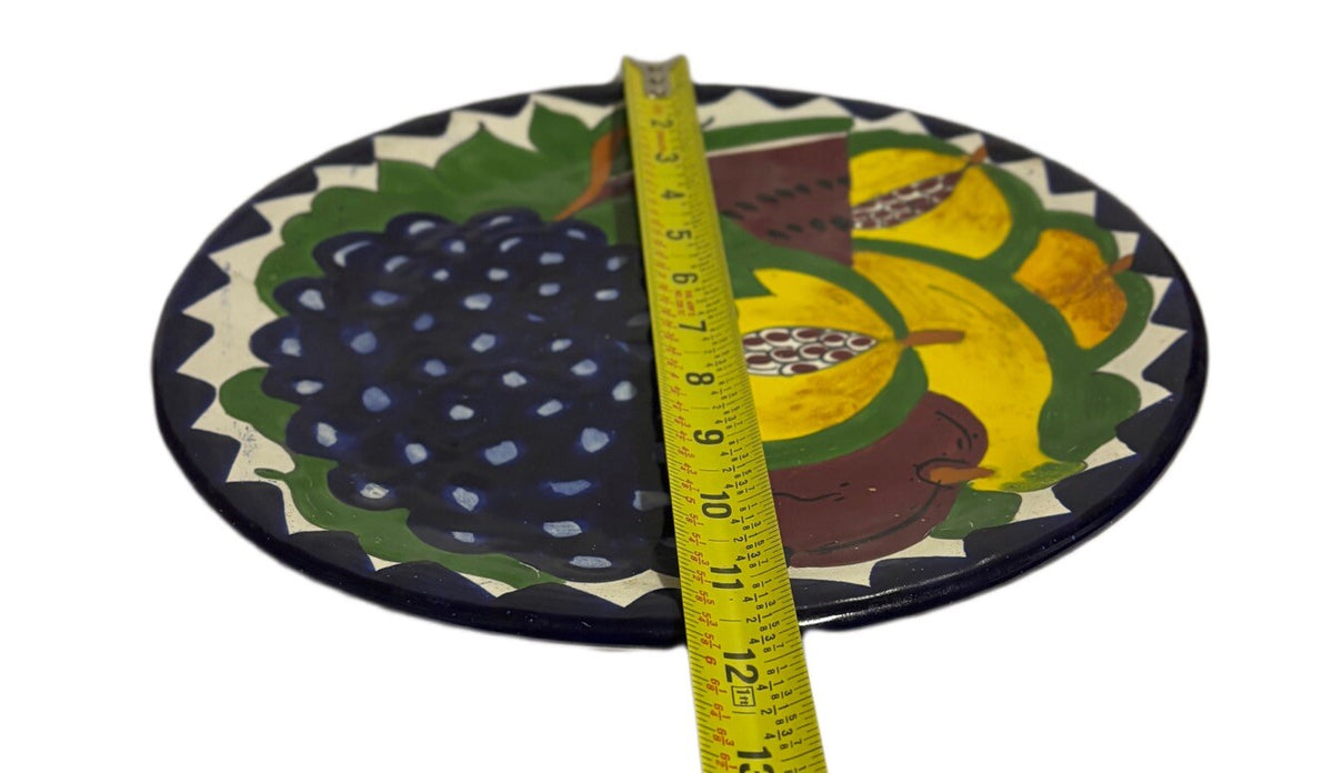 Vintage TALAVERA Plate Hand Painted Mexico Pottery Lead Free Wall Art 11.5 ”D