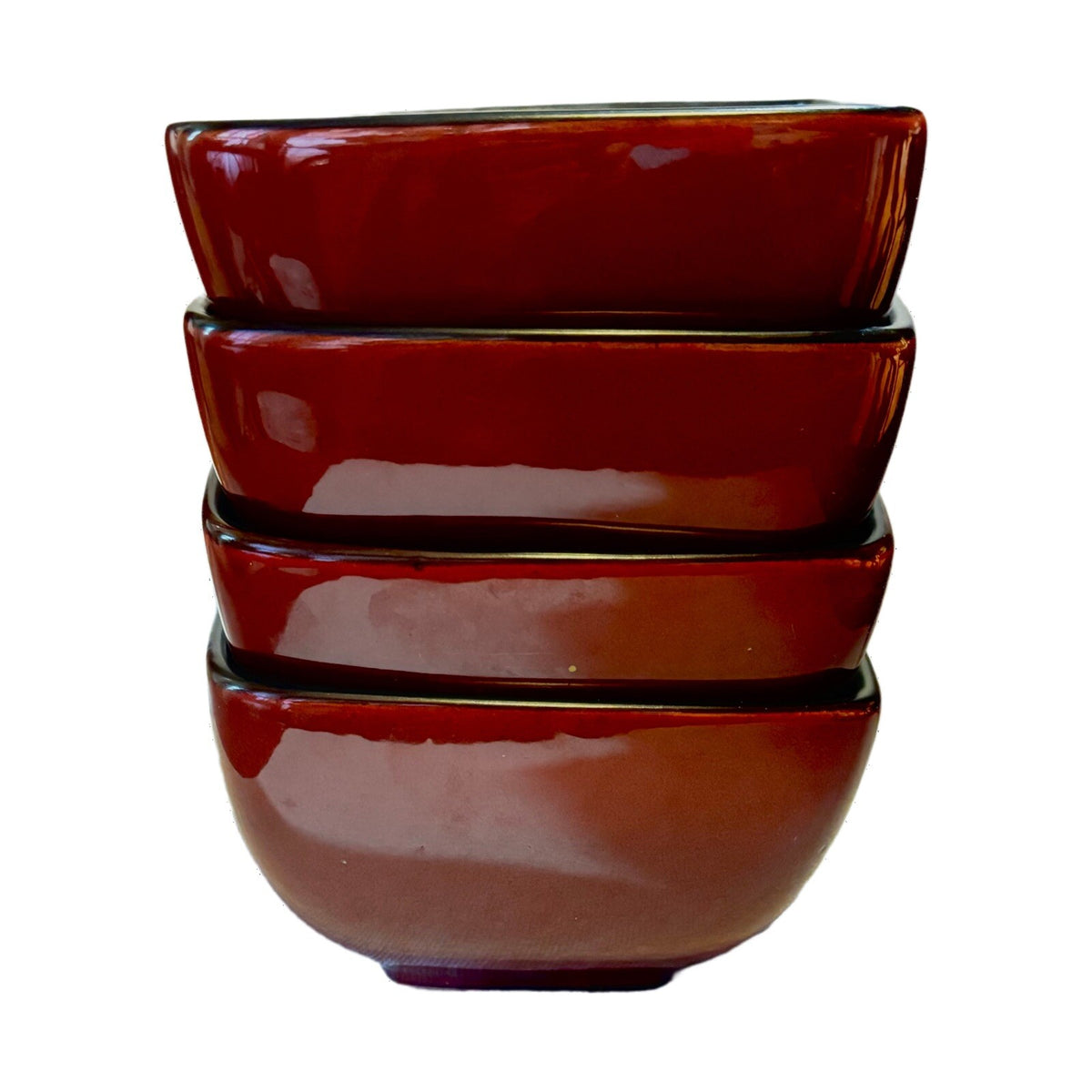 Simple Dining 4-Soup Bowls Solid Burgundy Square Shaped Square Cereal Stoneware