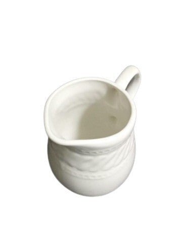 Gibson Designs IMPERIAL BRAID Creamer White Embossed Rope Dots Ceramic Dish 11oz