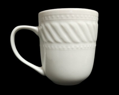 Gibson IMPERIAL BRAID Cup Mug 9 oz Tea Coffee Ceramic White Rope Dots Embossed