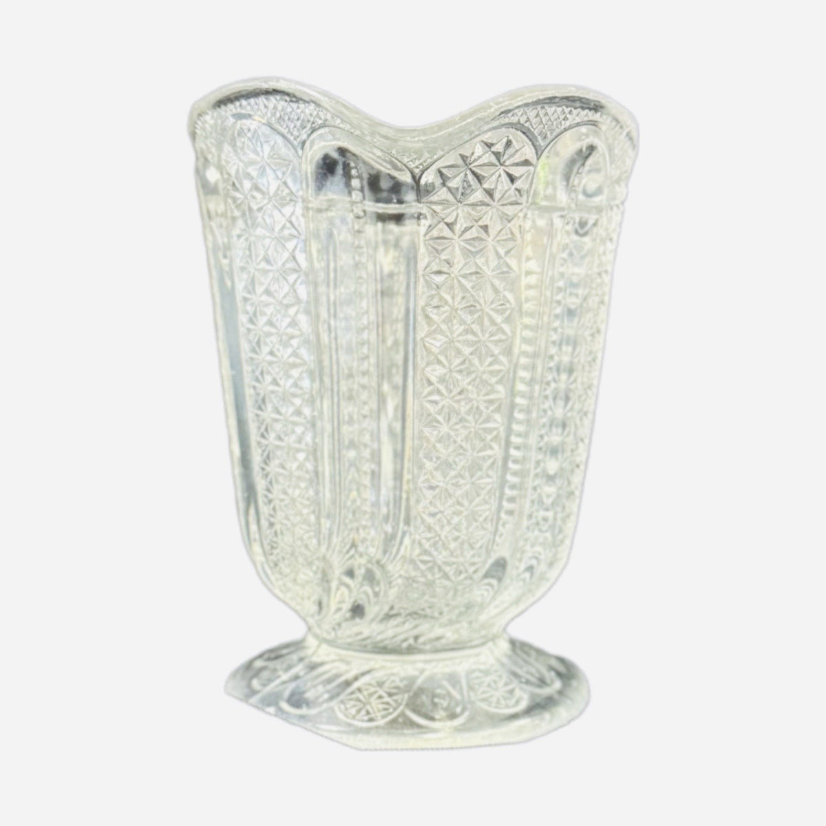 Vintage EAPG Pressed Glass Pitcher Daisy & Button Pattern 4.5” H Wavy Rim