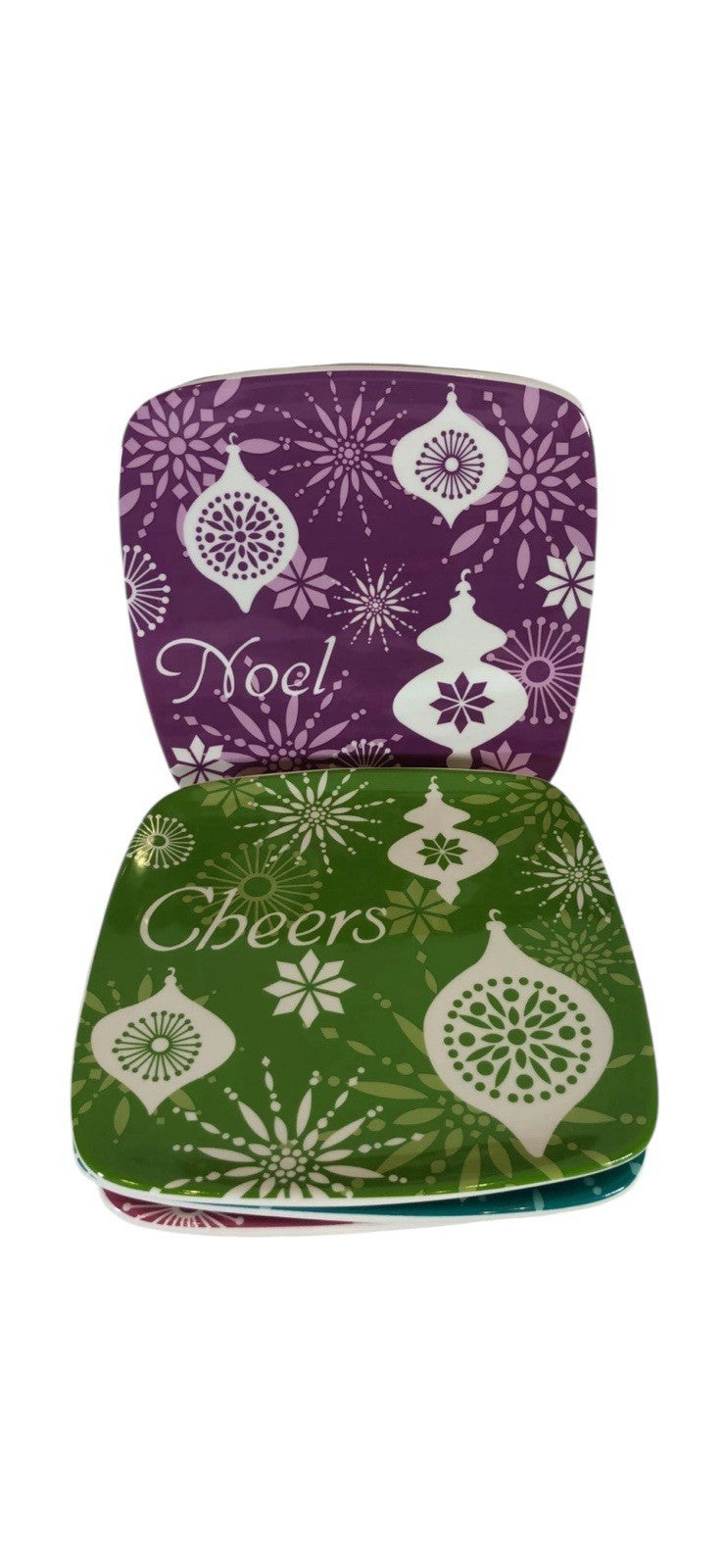 Brighten The Season 2011 Christmas Lights 4 Sq. Plates-Noel Cheers Believe Hope