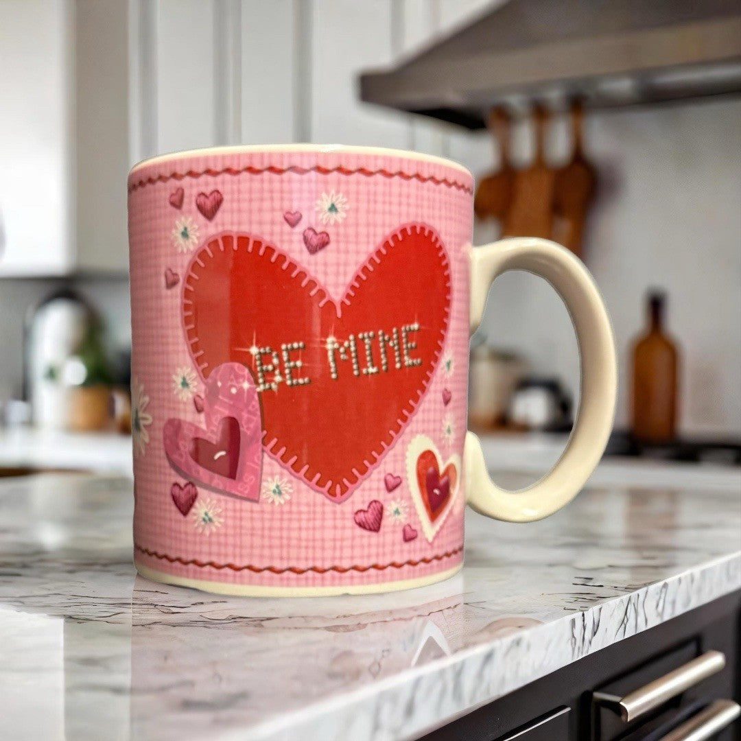 Eileen Toohey BE MINE Mug Lindy Bowman Pink Red Hearts Love Ceramic Coffee Cup
