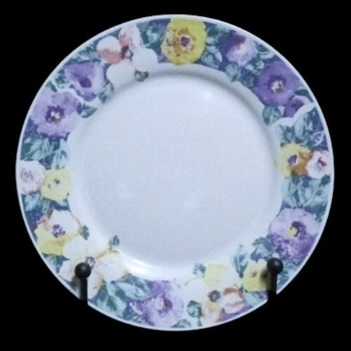 Gibson Designs ROMANCE 3-Dinner Plates 10 ½” D Floral Ceramic White Dish