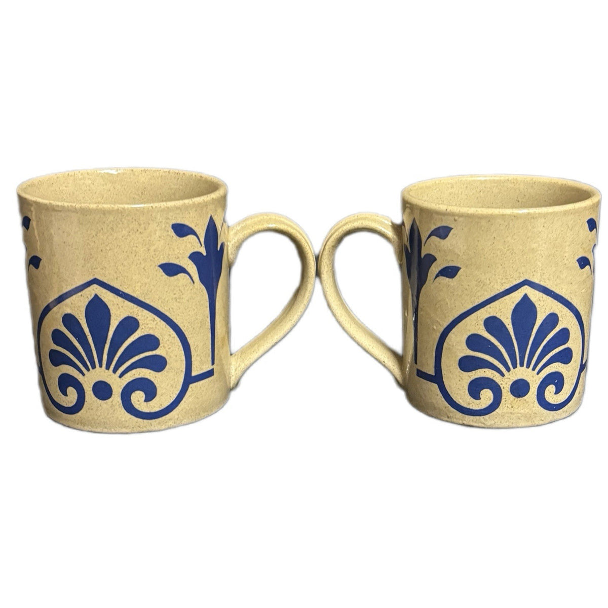 McClaggan Smith 2-Mugs Jamestown Scotland Speckled Stoneware Blue Cups Design