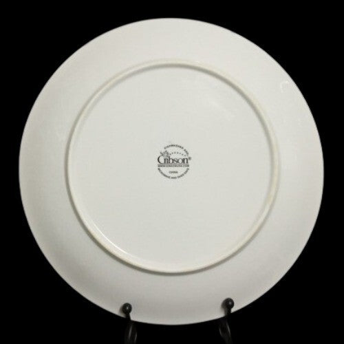 Gibson Designs WHITE DIAMONDS 2-Dinner Plates 10 3/8”D Embossed Oval Design