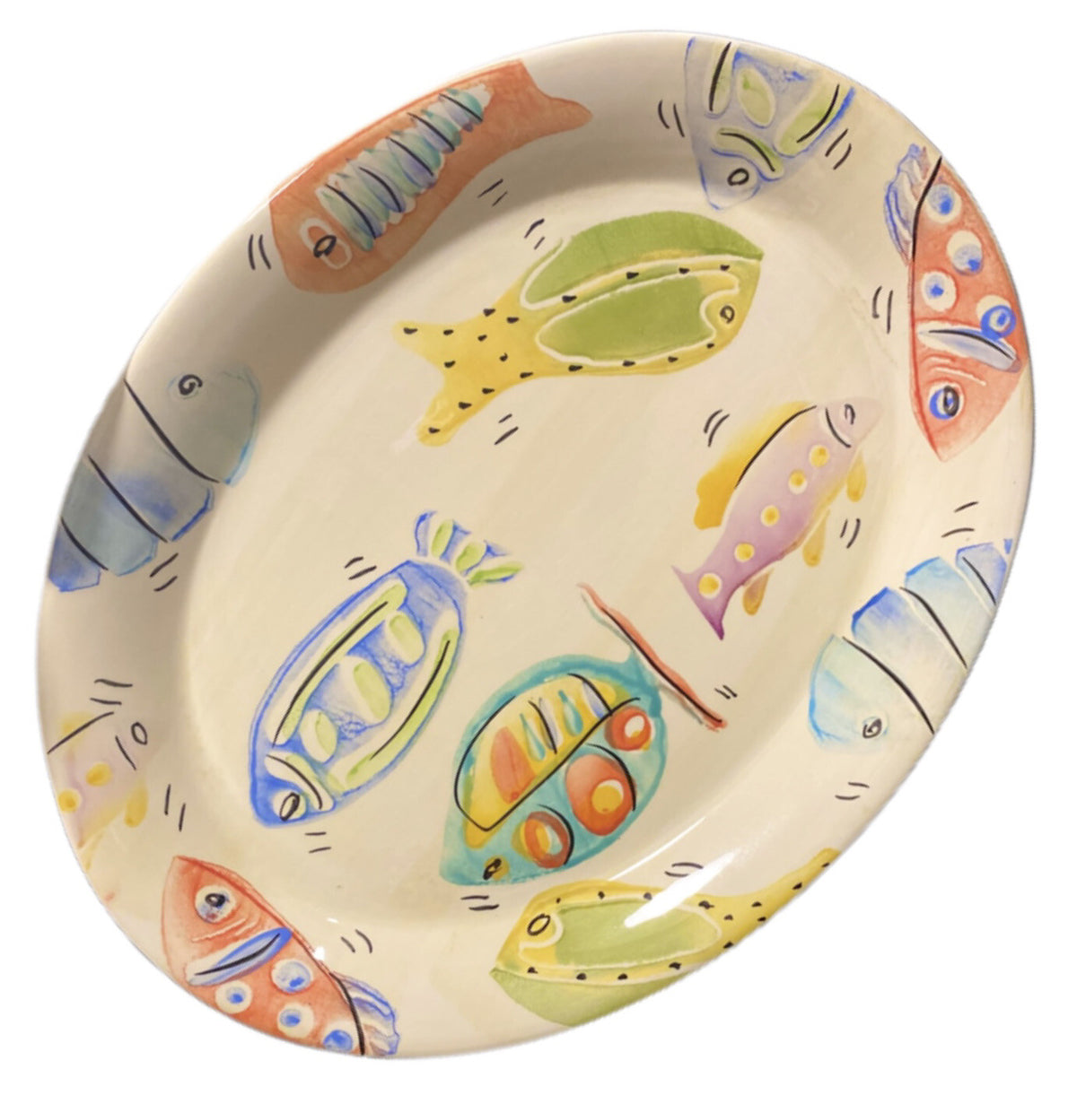 Antica Fornace Italy Oval Fish Platter Ceramic Hand painted Tray Da Tavola