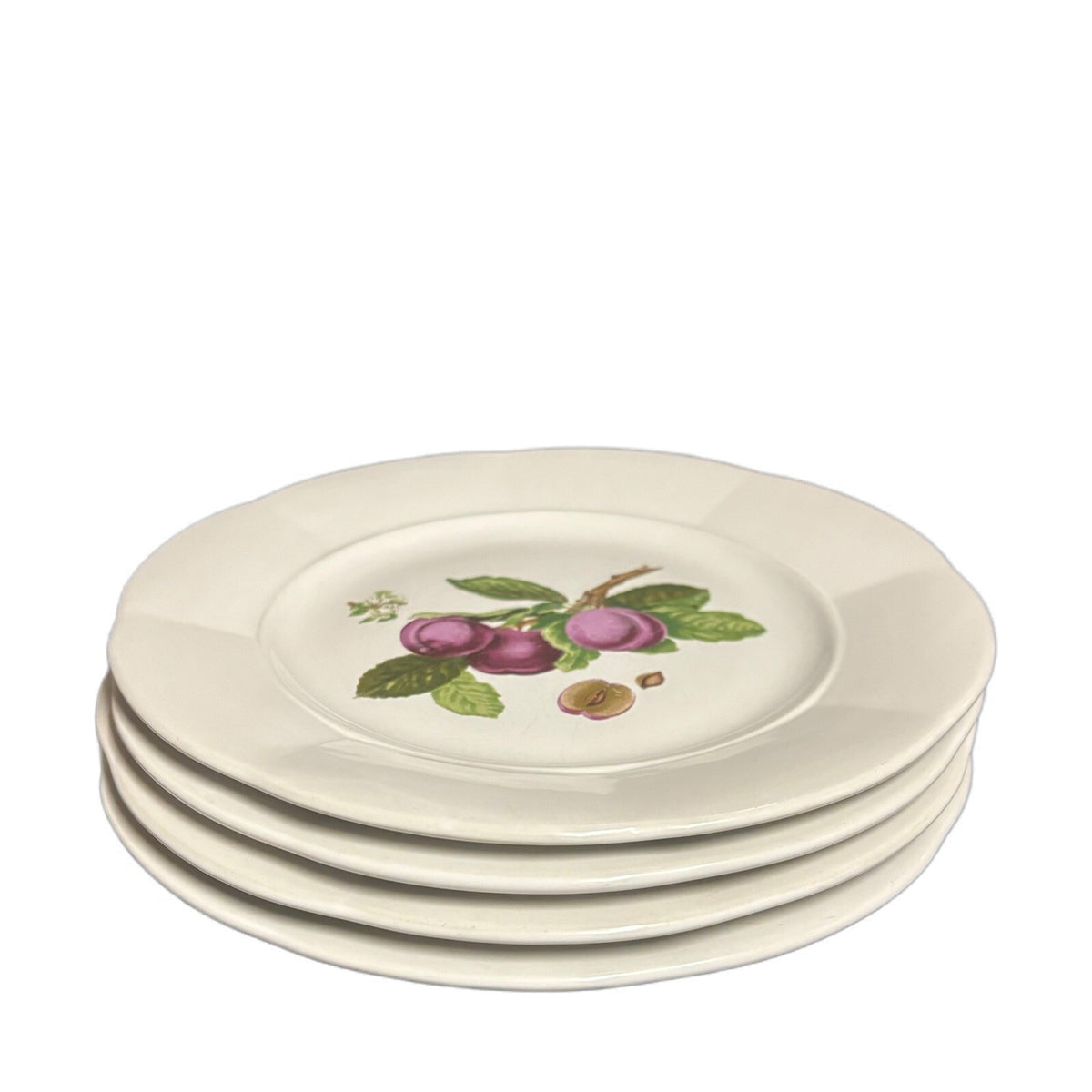 Vintage Gibson Designs 4-Salad Plates Fruit Design Ceramic Dessert Dishes 8.5"D