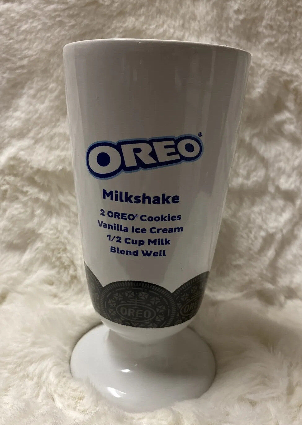 Oreo Cookies Milkshake Embossed Ceramic Pedestal Ice Cream Shake Tall Milk Cup