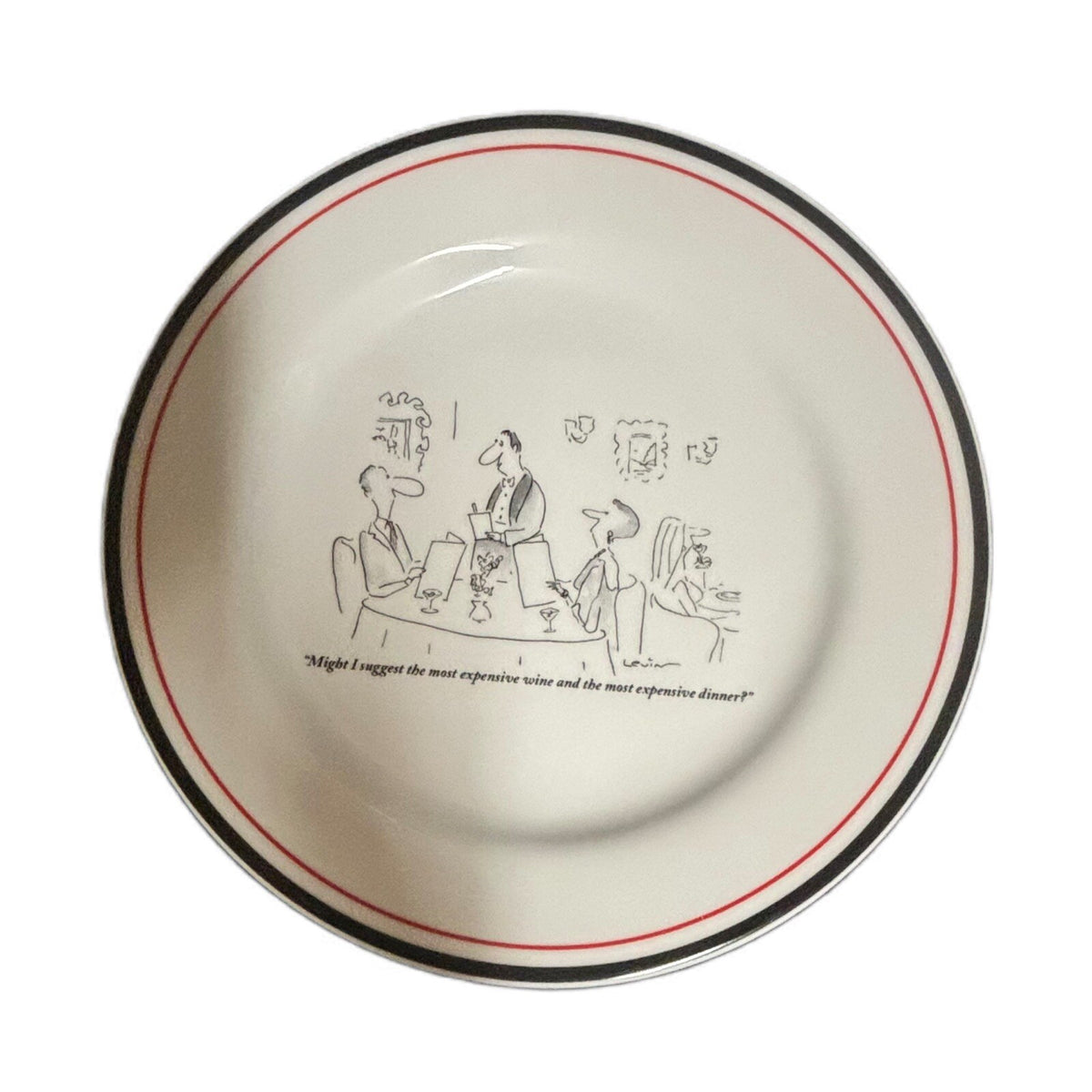 RESTORATION HARDWARE Salad Plate NEW YORKER "MIGHT I SUGGEST THE MOST EXPENSIVE"