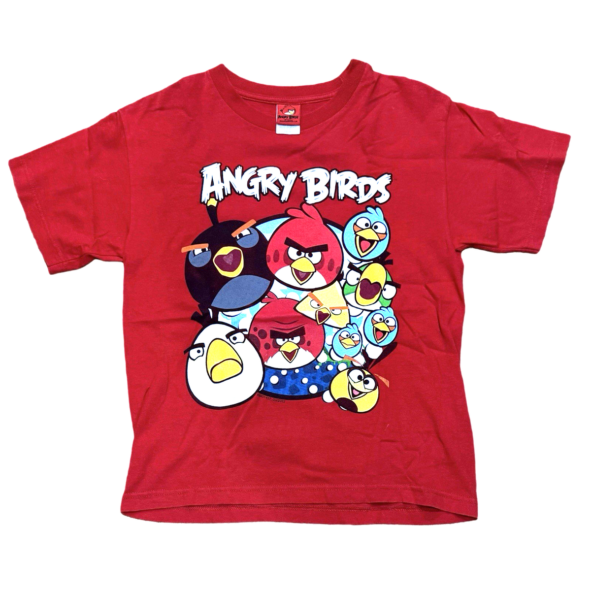 Angry Birds Boys Youth Red Graphic T-Shirt Size 14/16 Short Sleeve Cartoon Tee