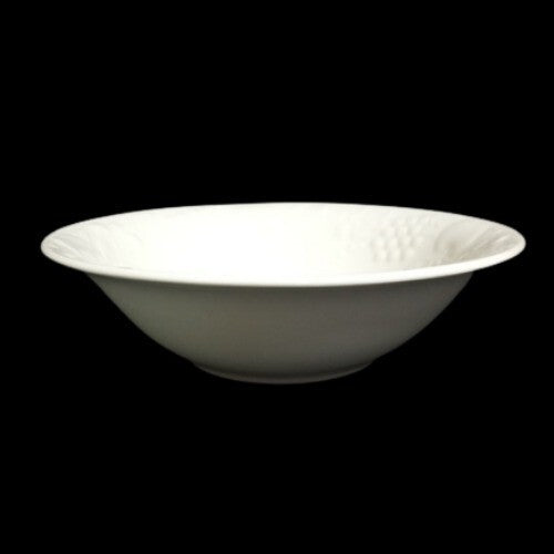 Gibson Designs FLOURISH Vegetable Bowl 9 ½” D White Embossed Fruit Border