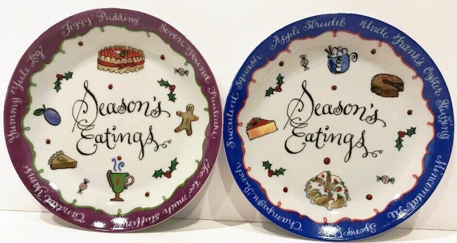 JILL SEALE 4 Dessert Plates Season's Eatings Collection Boston Warehouse 2004