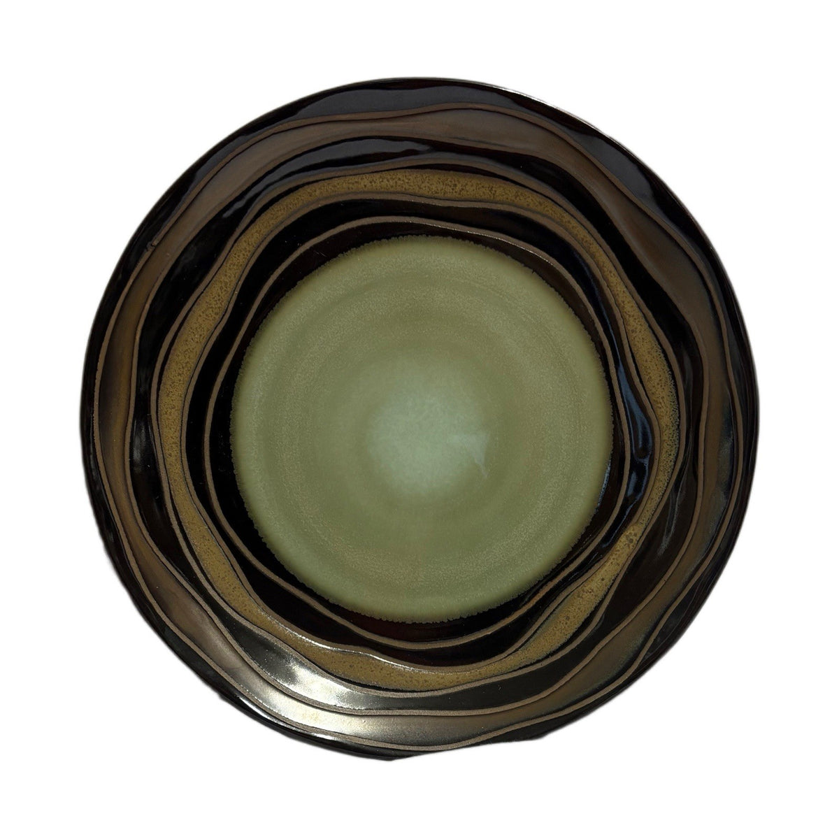 Waves by Noble Excellence Salad Plates – Set of 4, Earthy Brown & Green Glaze