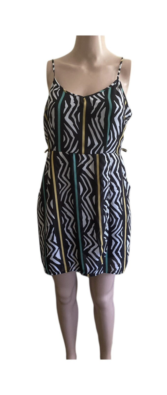 Forever 21 Sundress Mini Dress Women's Size MM Zig Zag Stripes