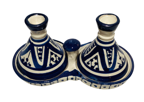GGE "MELH BLUE" TAGINE Multi-Purpose SALT & PEPPER SMALL Moroccan Tajine