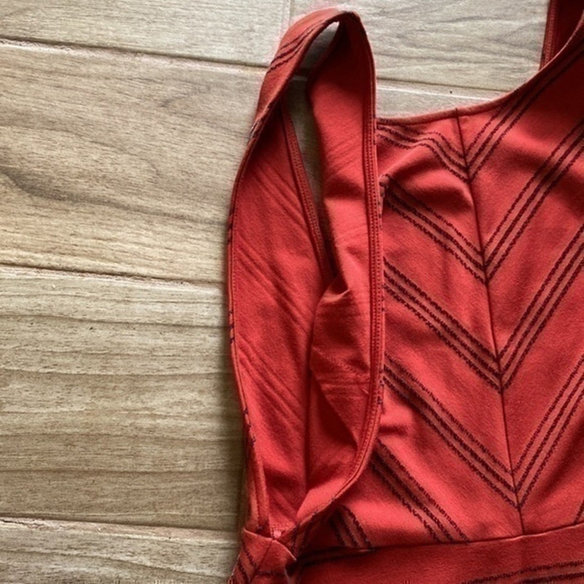 Free People Red/Orange Short Dress Black Velvet Stripes S