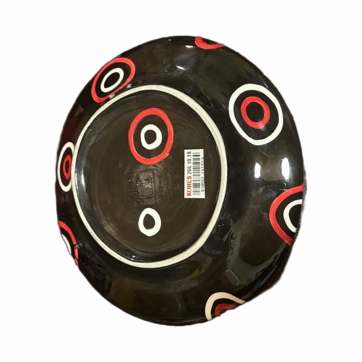 Tabletops Gallery BIJOU 6-Salad Plates Black Red White Hand Painted Dessert Dish