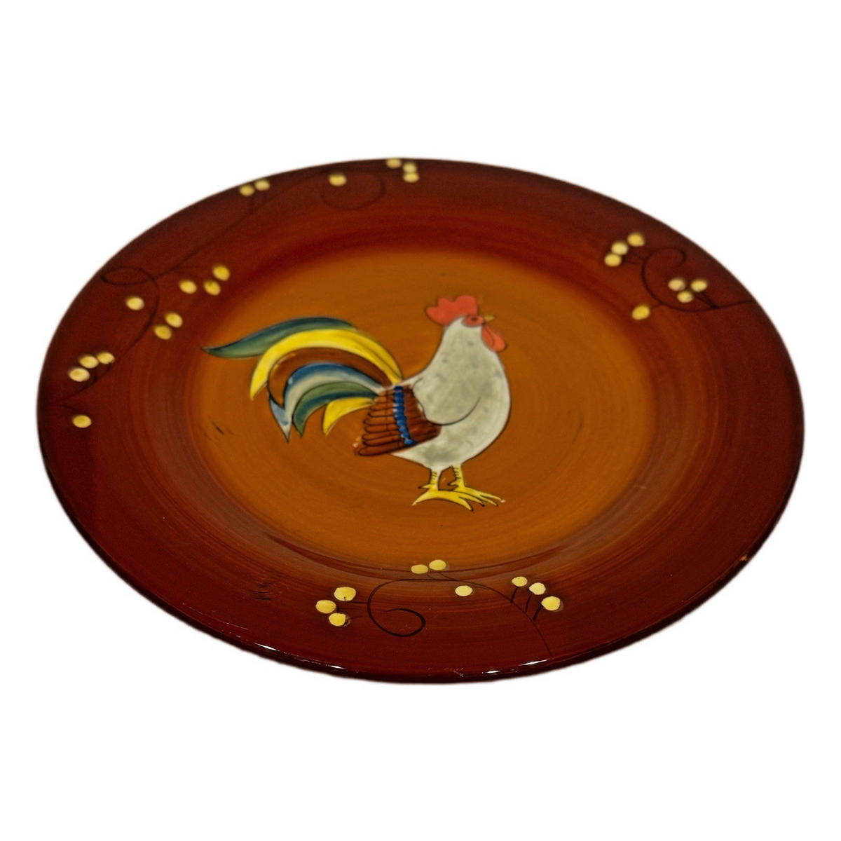 LAURIE GATES ROOSTER 4-Salad Plates Gourmet Home Accents Dessert Dish  8.5"D