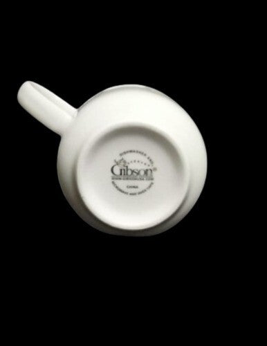 Gibson Designs FRUIT 4 Cups & 4 Saucers 8 oz Embossed Fruit, White Dinnerware