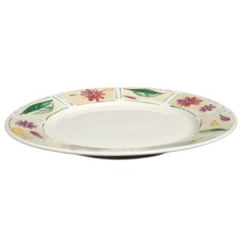 Gibson Designs SABRINA 4-Dinner Plates 10 5/8" D Flowers Petals & Green Leaves