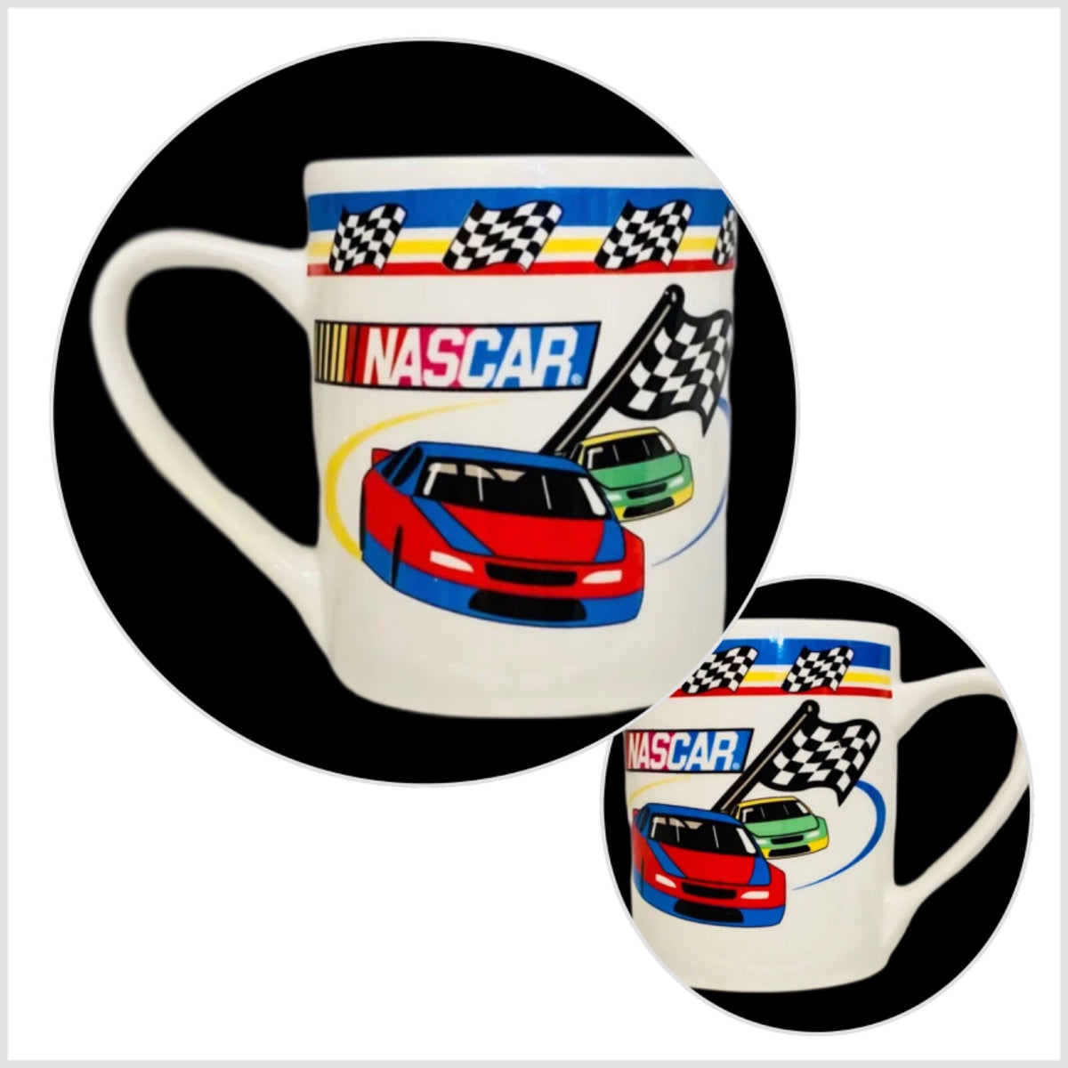 Vintage Gibson NASCAR 2002 Mug Racing Car Flag Ceramics Coffee 11 oz. Tea Cup