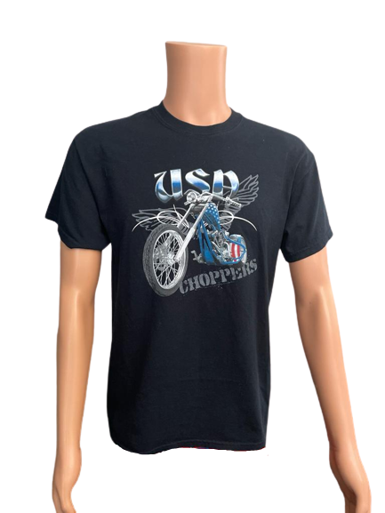USA Choppers By Gildan T-Shirt Medium Black Short Sleeves Men Crew Neck Cotton