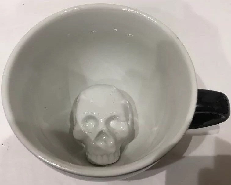 Halloween "Creatures Cups" SKULL Ceramic Coffee Mug Tea Cup Skeleton Black 11 oz