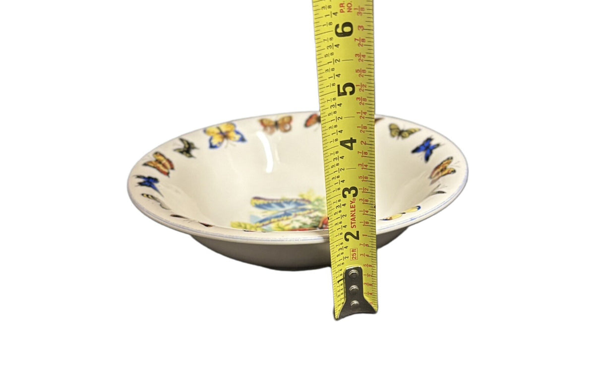 Tabletops Unlimited Soup Bowl BUTTERFLIES Oven Safe White Ceramic Pasta Dish