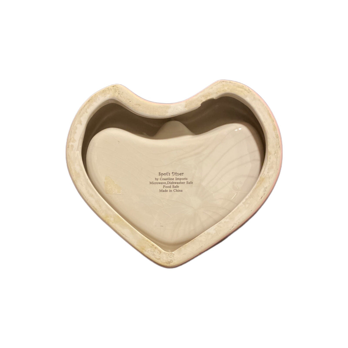 Spot's Diner Pet Bowl Ceramic Cat Dog Food Water Heart Shaped Coastline Imports