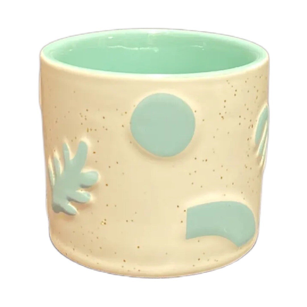 Maven Ceramic Coffee Mug Teal Art Deco Speckles 7 Oz. Tea Milk Chocolate Cup