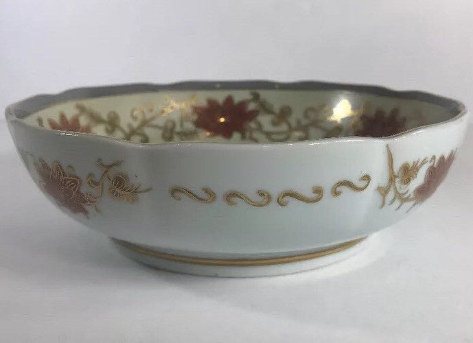 Andrea by Sadek Swan Bowl 5894 Japan Hand Painted Floral Gold Trim Scalloped