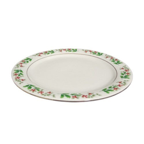 Gibson Everyday CHRISTMAS CHARM  4-Dinner Plates 9 5/8" D Holly Berry Charm