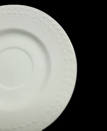 Gibson Designs Nobilis Set Of 2 Saucers White Embossed Laurel Ceramic 6 3/8”D