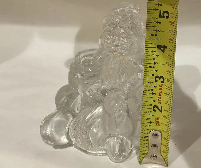 Vintage Crystal Clear Industries Santa Tapered Candle Holder C.C.I 5 1/4" H