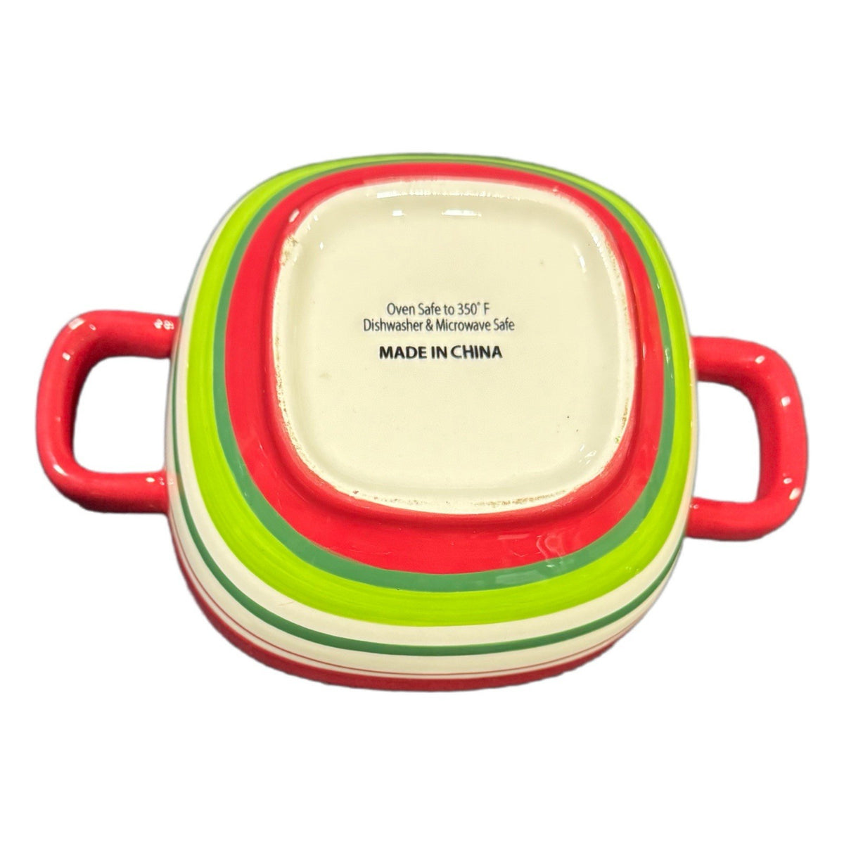 Set of 2 Festive Polka Dot Ceramic Soup Bowls w/ Lids – Handpainted Red Green