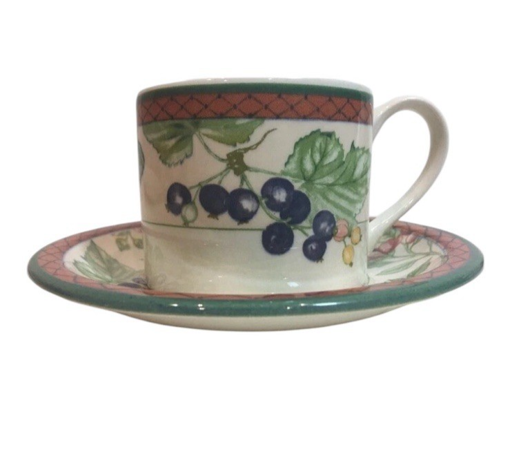 Johnson Brothers Autumn Grove Cup & Saucer Set of 8 Fruit Floral England