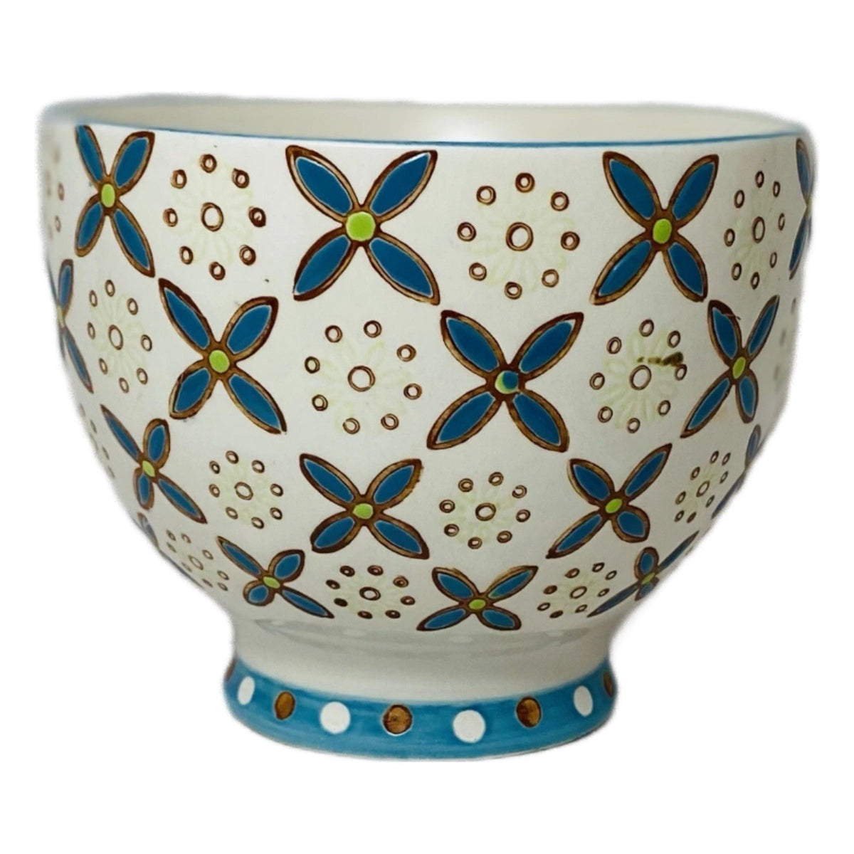 Gracie China Mug 12 oz Footed Cup Floral Off White Blue Teal Coastline Imports