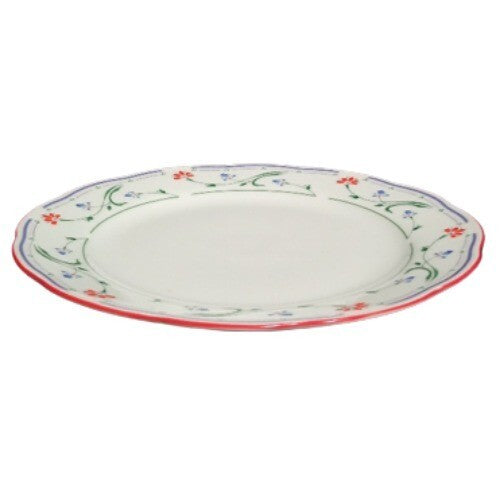 Gibson Designs GRACE 6-Salad Plates 7 7/8" D Blue Red Flowers Green & Blue Lines