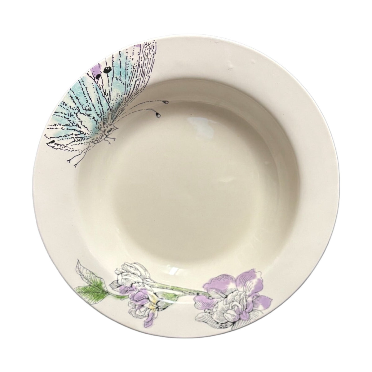 Edie Rose Home 4 Rim Soup Bowls PEACOCK COLLECTION Porcelain Pasta Dish 9 1/8"D