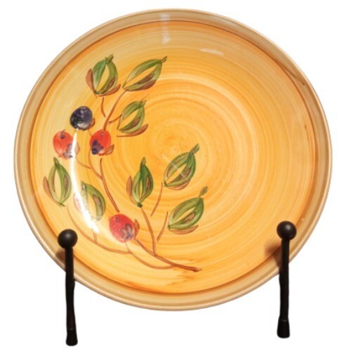 Gibson ROMAN OLIVE 6 Dinner Plates 10 1/8” Hand Painted Yellow Olive Design