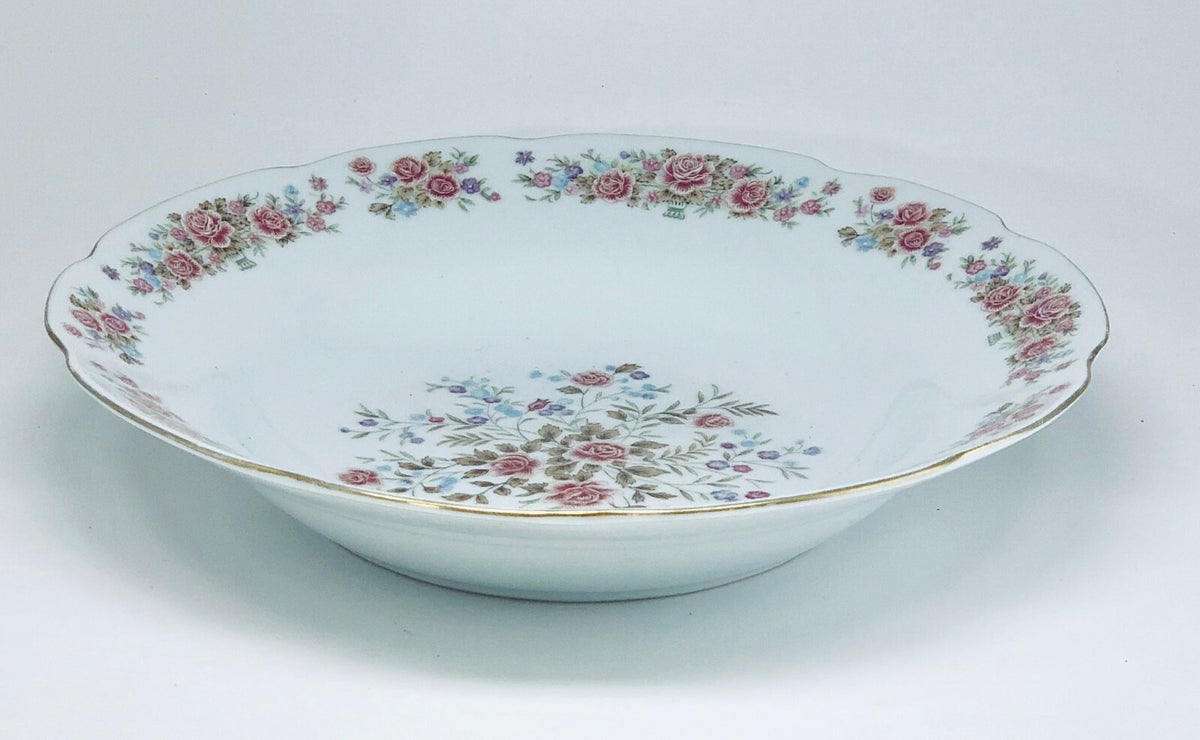 REMINGTON Fine China By Red Sea Pink Roses Blue Flowers Gold Trim Dinnerware