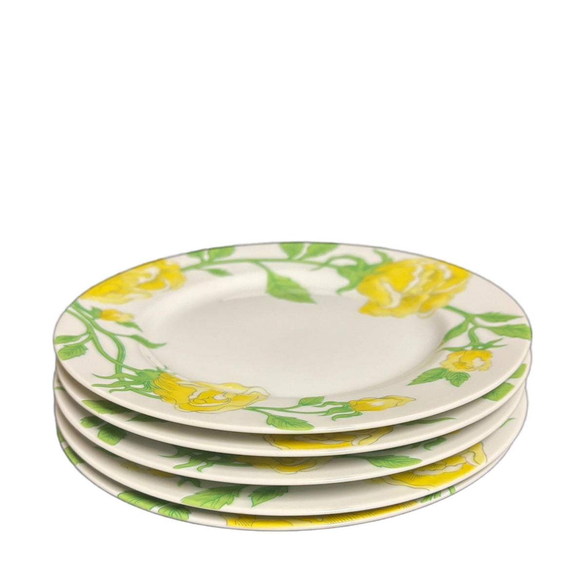 Fitz & Floyd Yellow Rose 5-Salad Plates Ceramic Dessert Appetizer Dinnerware