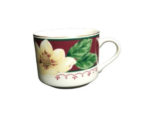 Gibson Designs Magnolia Bloom • Set of 4 Cups & Saucers • Floral Ceramic