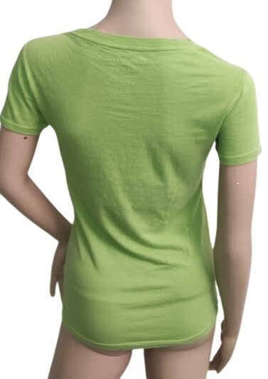 Aeropostale T-Shirt Floral Woman Cotton Top Crew Neck Md. Green Tee
