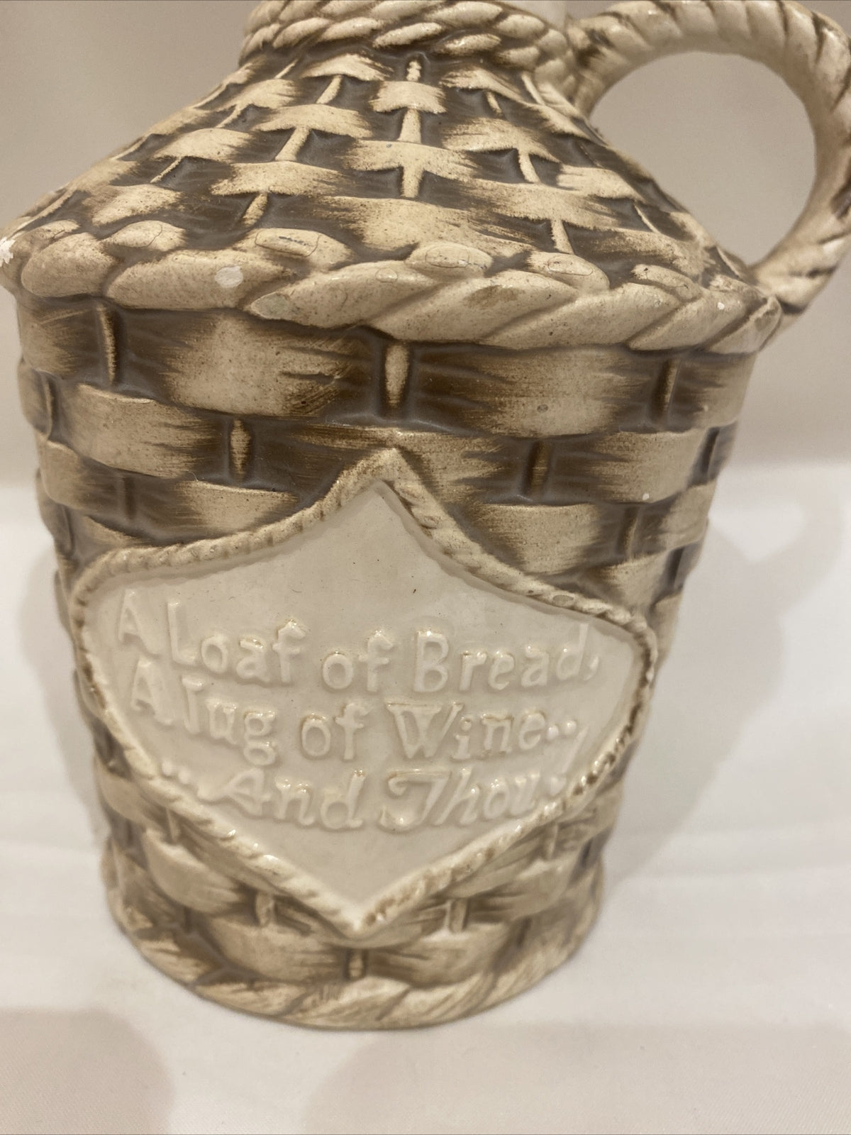 RARE VINTAGE BETTY UTLEY Jar Jug Pitcher A Loaf Of Bread A Jug of Wine And Thou!