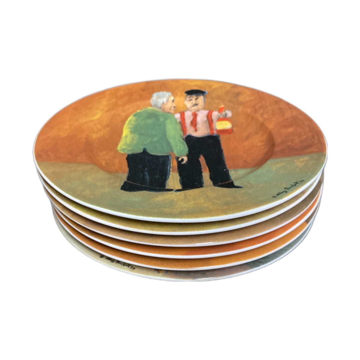 GUY Buffet TUSCAN STOREFRONTS 6 Salad Dessert Plates Porcelain Germany 8" D