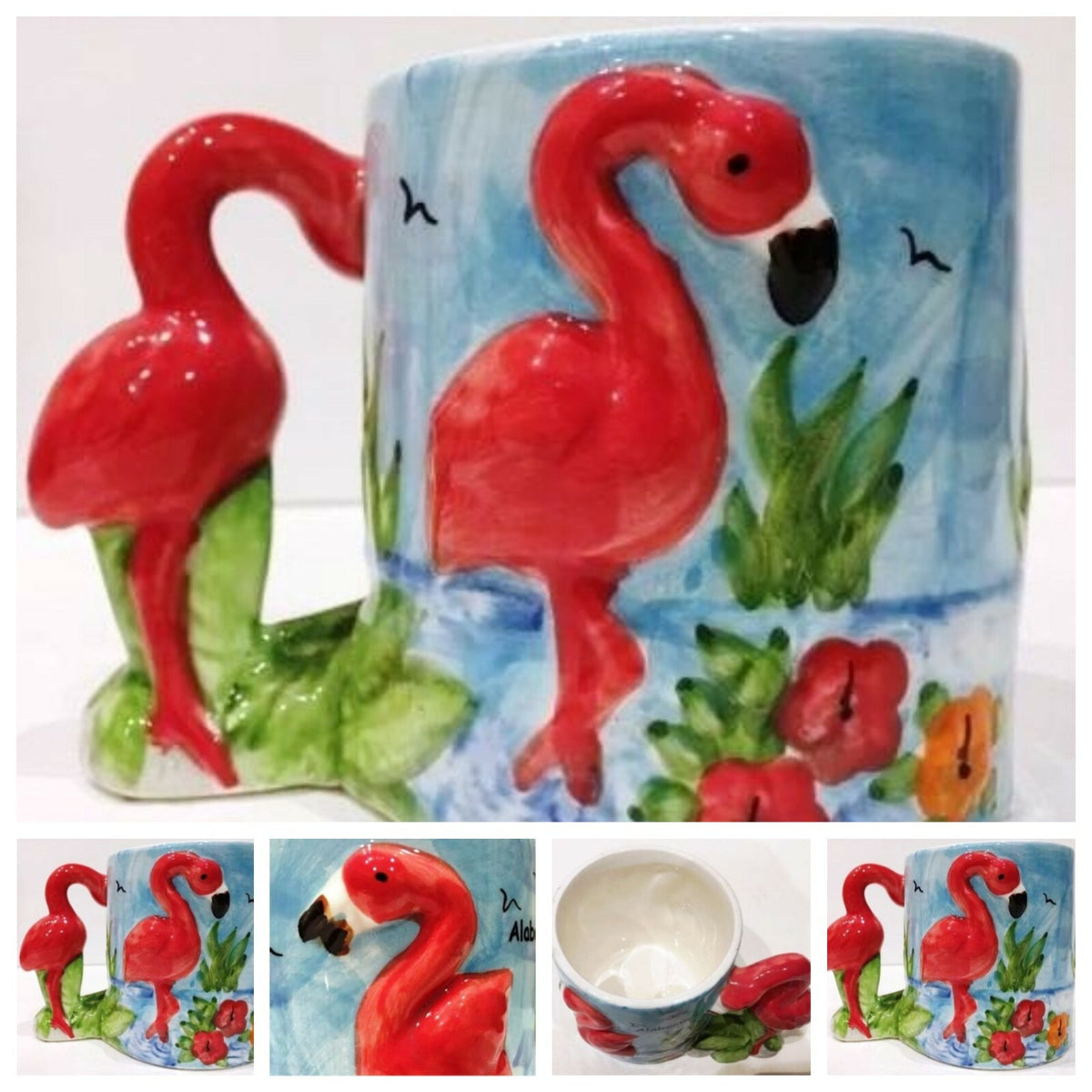 Beachcombers MugFLAMINGO 3D  2004 Alabama Souvenir Ceramic Coffee Tea Cup 14 oz.