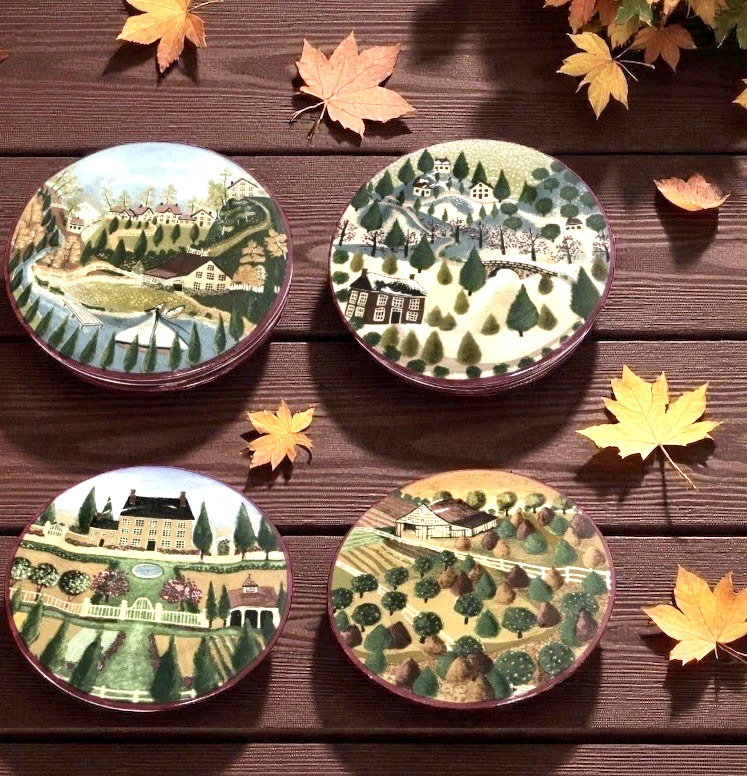 Block COUNTRY VILLAGE  Set of 4 Salad/ Dessert Plates by Gear 1995
